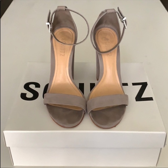 SCHUTZ Grayish Tan Ankle Strap Heels - Picture 1 of 6
